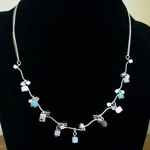 Lia Sophia multi color and silver square necklace